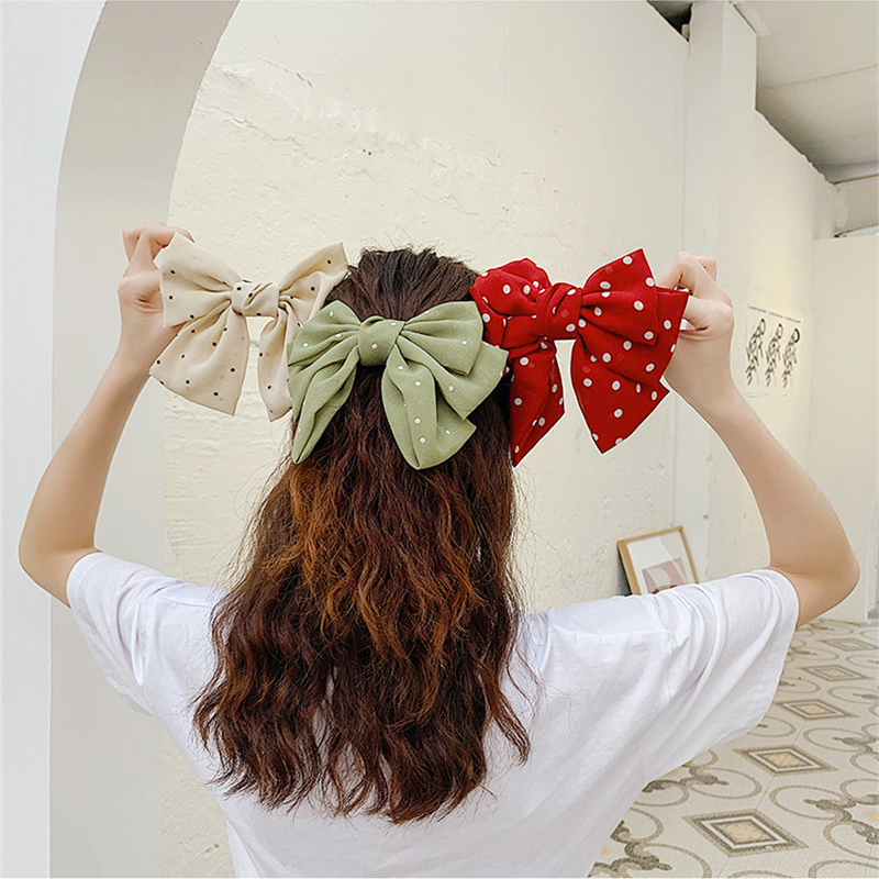 [HCM]Kẹp tóc nữ Phối thắt nơ Chấm bi CUTE - KAShop