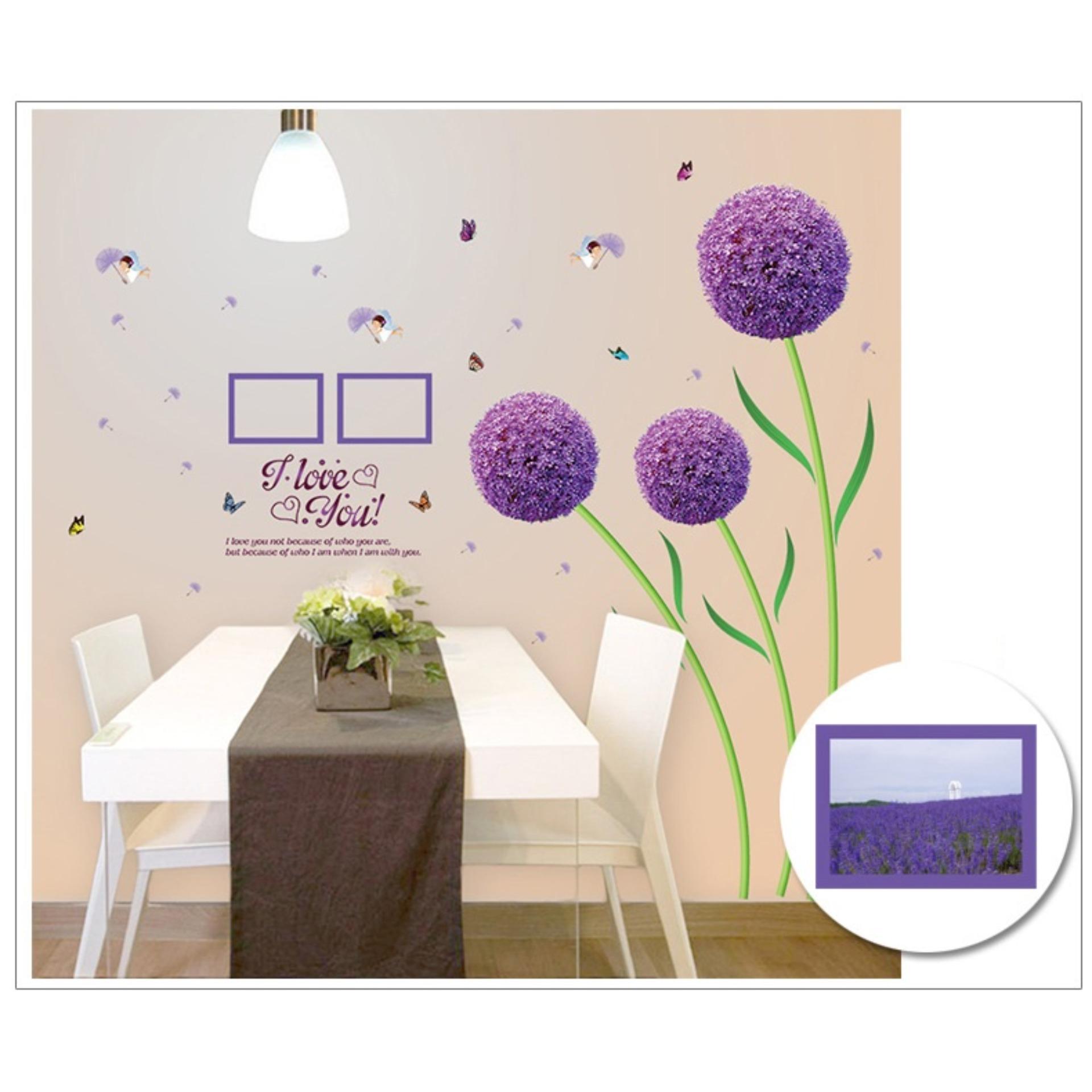 [HCM]Decal dán tường Hoa cẩm tú cầu tím DH018 (156 x 166 cm)