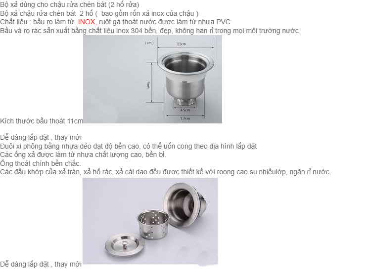 Bộ Xả Bồn Rửa Chén Đôi – Xi Phông Xả Chậu Rửa Chén