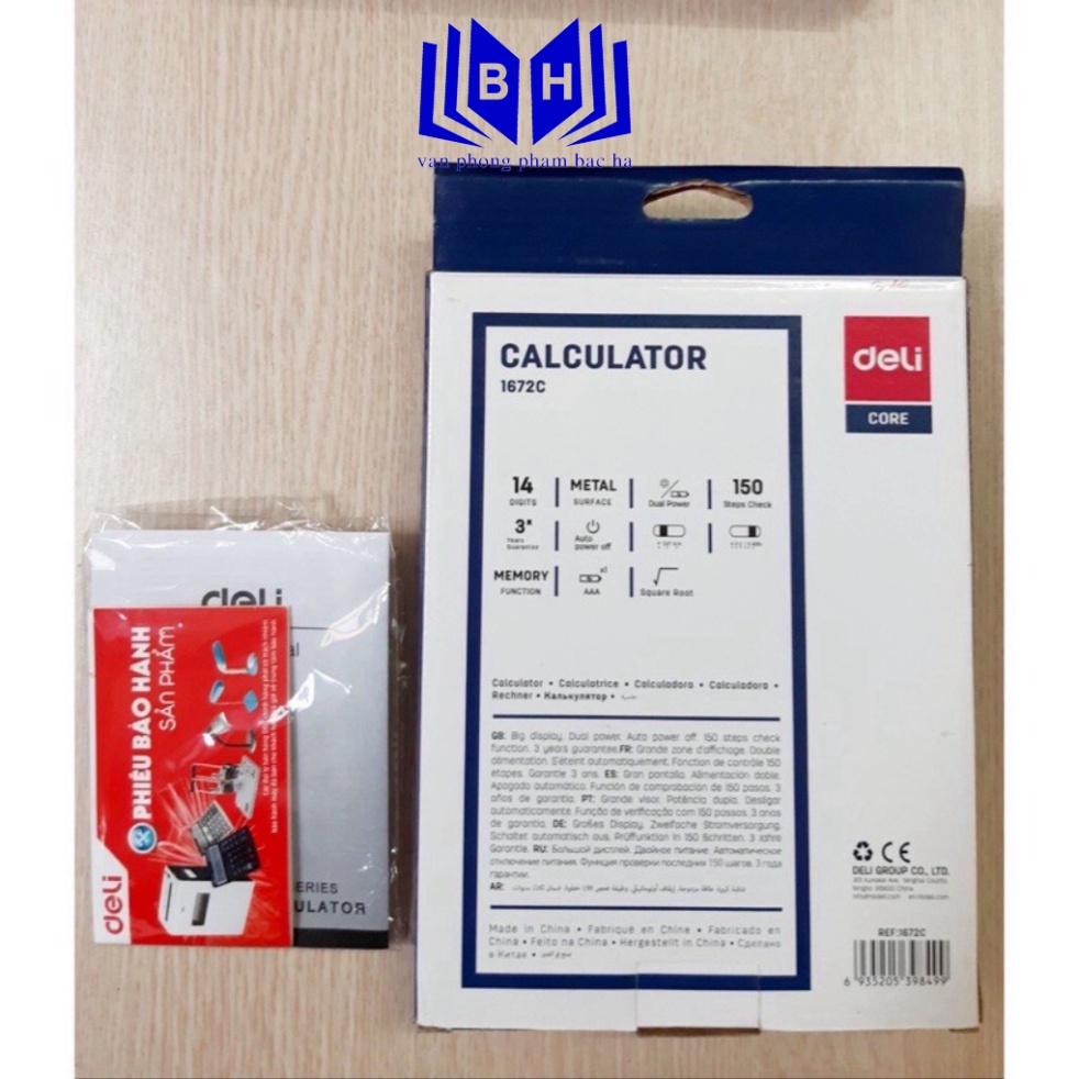 Máy tính Deli 1672C hiển thị 14 số