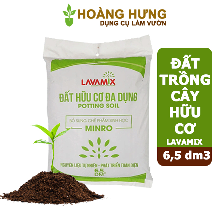 Đất trồng cây Lavamix, bao 6.5dm3 (2.5-3kg), đất hữu cơ trồng rau, hoa, kiểng, tiện lợi, dễ sử dụng