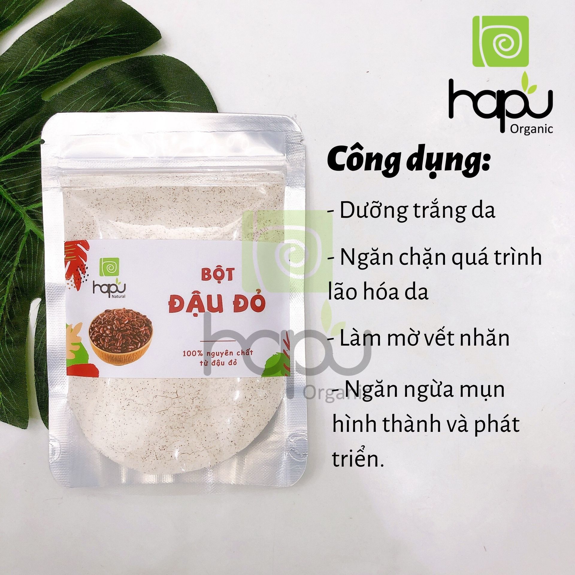 [HCM]Combo Trắng da Bột đậu đỏ Bột cám gạo Bột cà phê dừa HaPu Organic