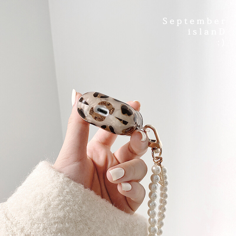 3D Coin pearl bracelet chain Shell Leopard soft Wireless Headset bluetooth case for Apple AirPods 1 2 cover for airpods pro Box