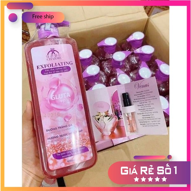 Sữa tắm tẩy tế bào chết exfoliating 900ml chamme hương nước hoa tặng kèm nước hoa 3ml