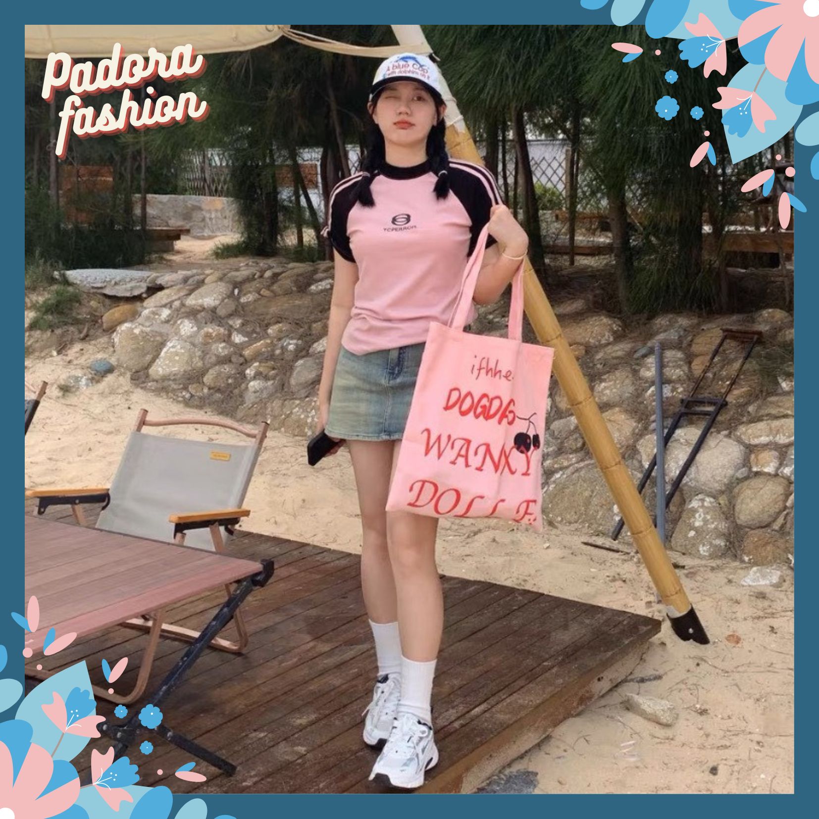 Áo babytee nữ áo thun nữ hồng phối đen Padora-A36