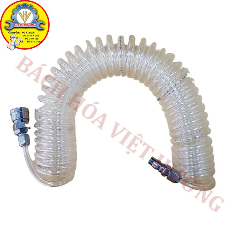 Dây xoắn hơi khí nén màu trắng loại dày đẹp 5x8mm đủ kích thước độ dài 6m, 9m, 12m, 15m