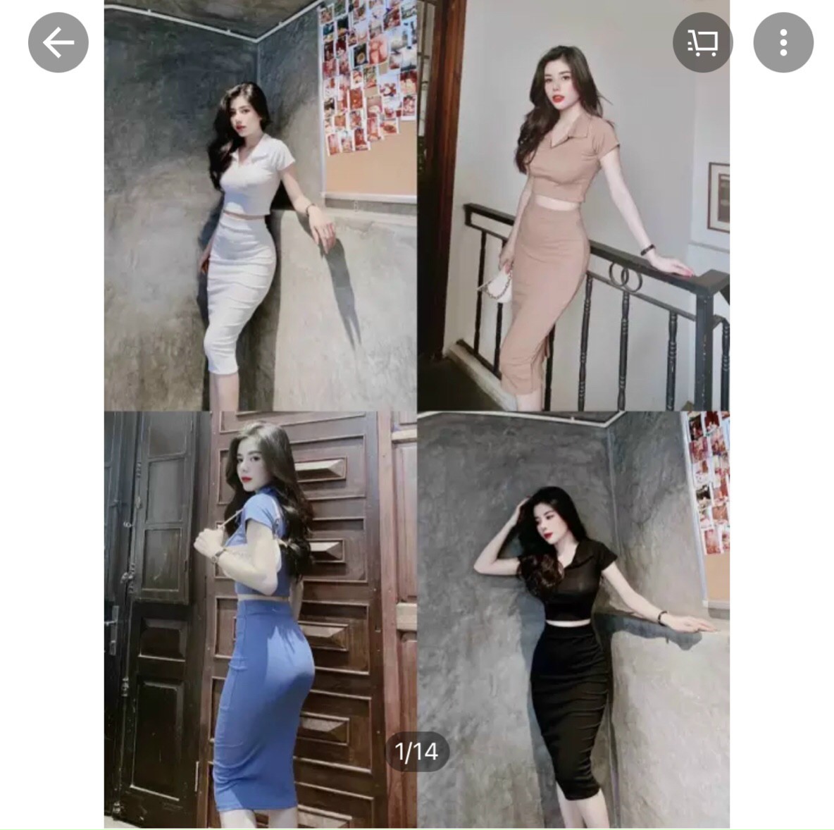 Set váy body áo cổ bẻ tay ngắn kèm váy body