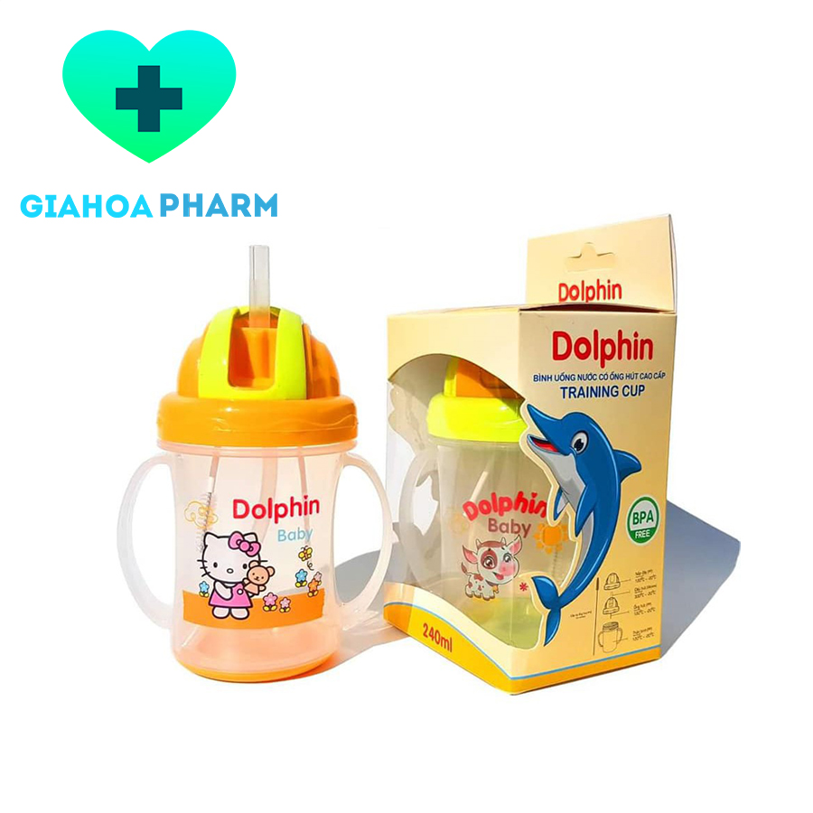 Bình uống nước có ống hút cho bé Dolphin