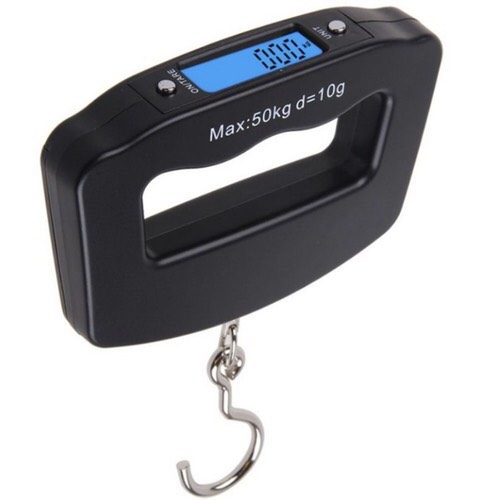 Cân hành lý điện tử cầm tay, cân treo mini 50kg dùng pin AAA màn hình LCD