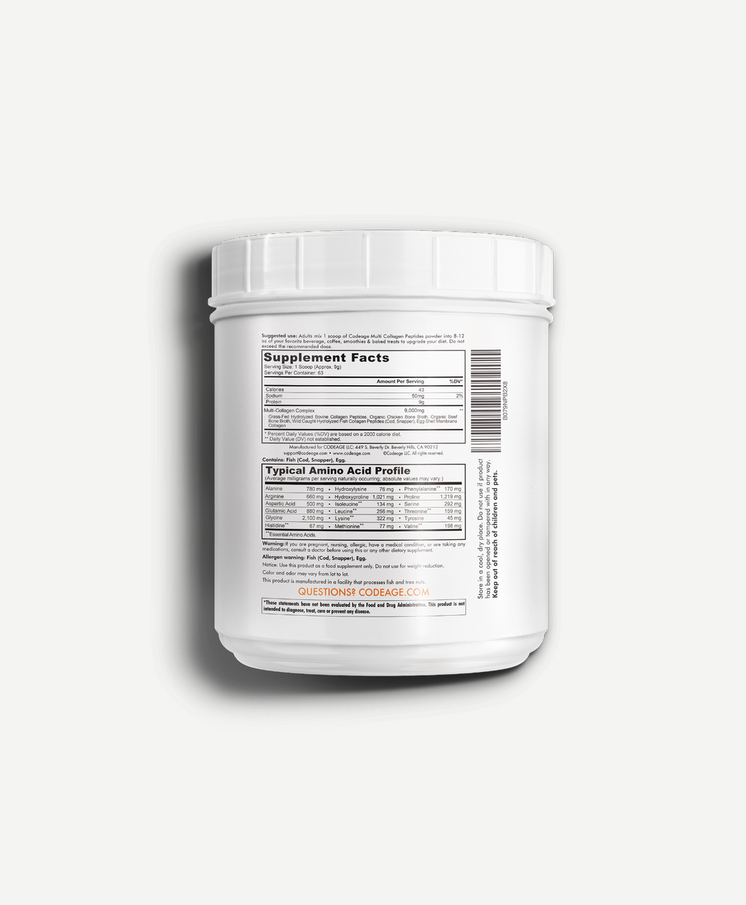 Bột Collagen thủy phân tổng hợp Codeage Hydrolyzed multi collagen 567g MaCi
