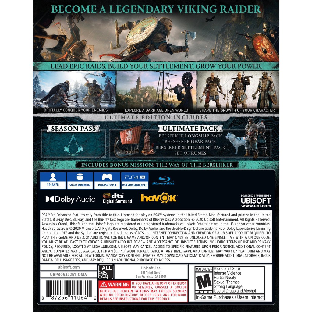 Đĩa game PS4 : Assassin's Creed Valhalla Hệ US
