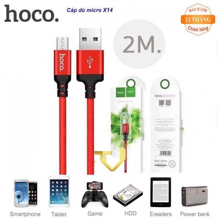 Cáp hoco X14 dài 2m Micro USB