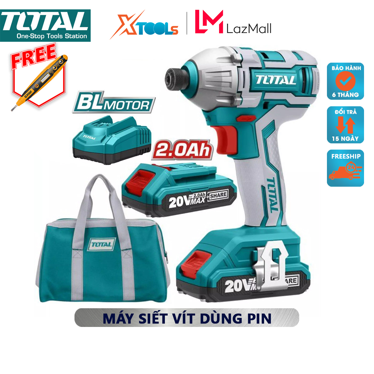 Machine fasten screw use battery total TIRLI2002 electric opener screw 220V - 240V / 50Hz - 60Hz 20V support wall drilling/wood Blue White fast charging, compact