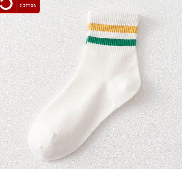 Vớ tất cotton cổ lửng kẻ sọc nhiều màu basic