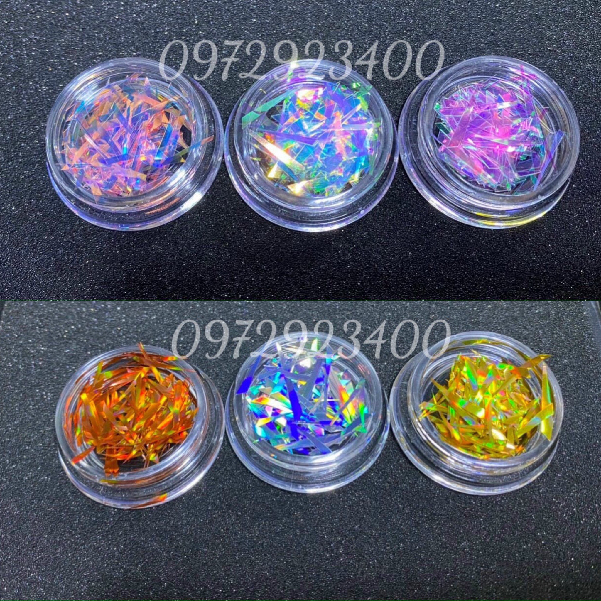 Giấy Bóng Kiếng Trang Trí Móng 3D ,Set 3 hũ - Mini Nails