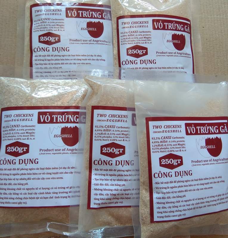 Combo 5 gói Vỏ trứng gà bổ sung canxi và các khoáng chất cho cây - 250 gram/ 1 gói
