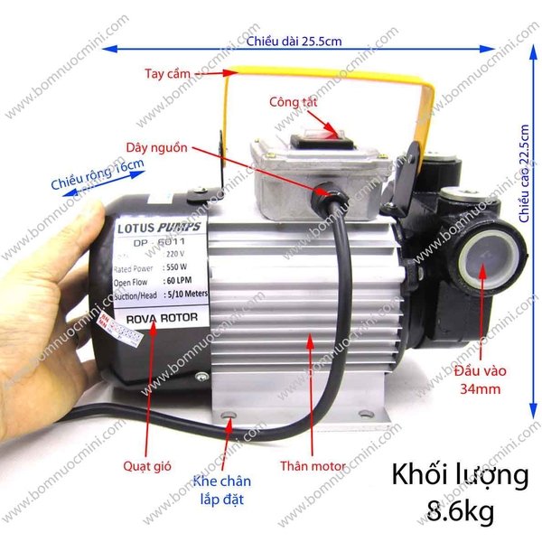 Bơm xăng dầu nhớt 220v dp-6011 | máy bơm dp6011 220v