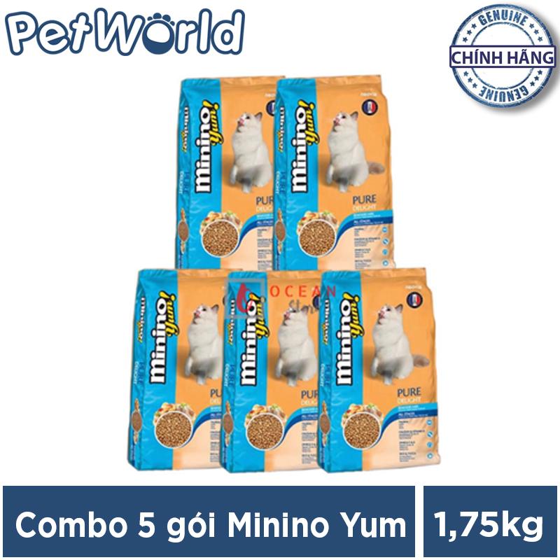 Combo 5 gói Thức ăn cho mèo Minino yum (350g/gói)