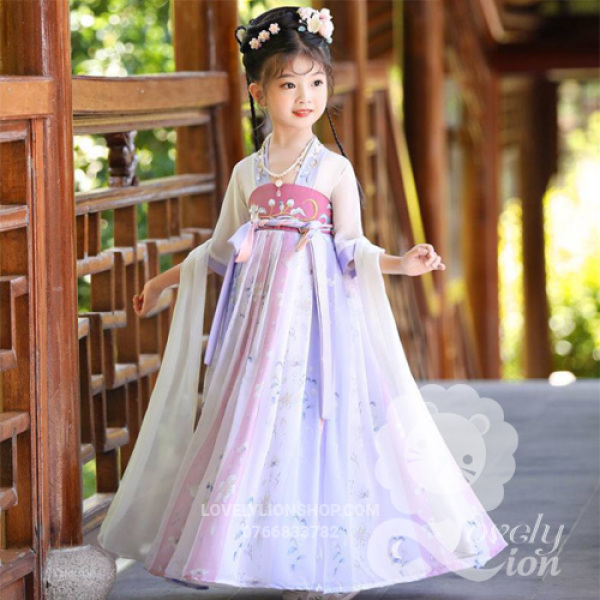 Nơi bán Bộ váy công chúa màu tím in hoa cho bé gái+tặng khăn choàng + kẹp tóc