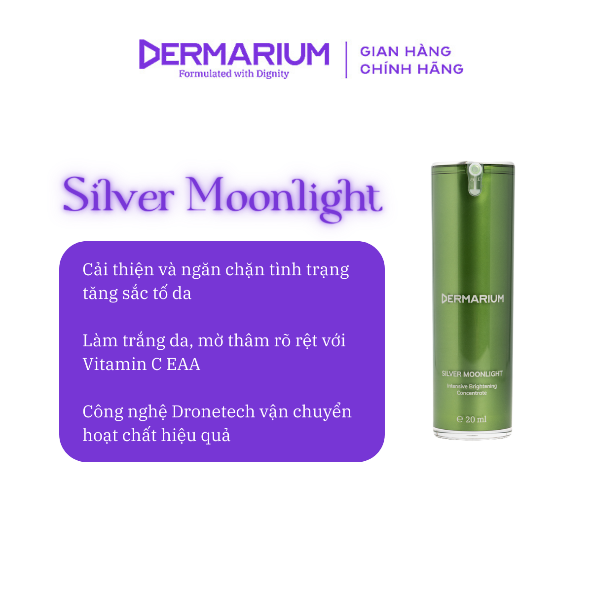 Dermarium Silver Moonlight - Serum làm sáng và đều màu da 20ml