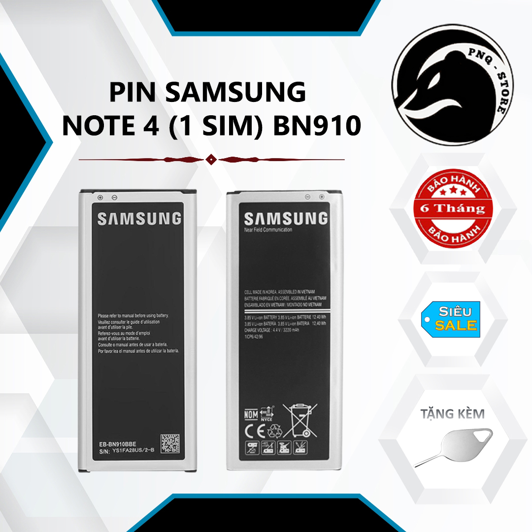 Pin dành cho SAMSUNG Note 4 1sim (N910BBE) dung lượng 3220mAh, Hàng made in Việt Nam
