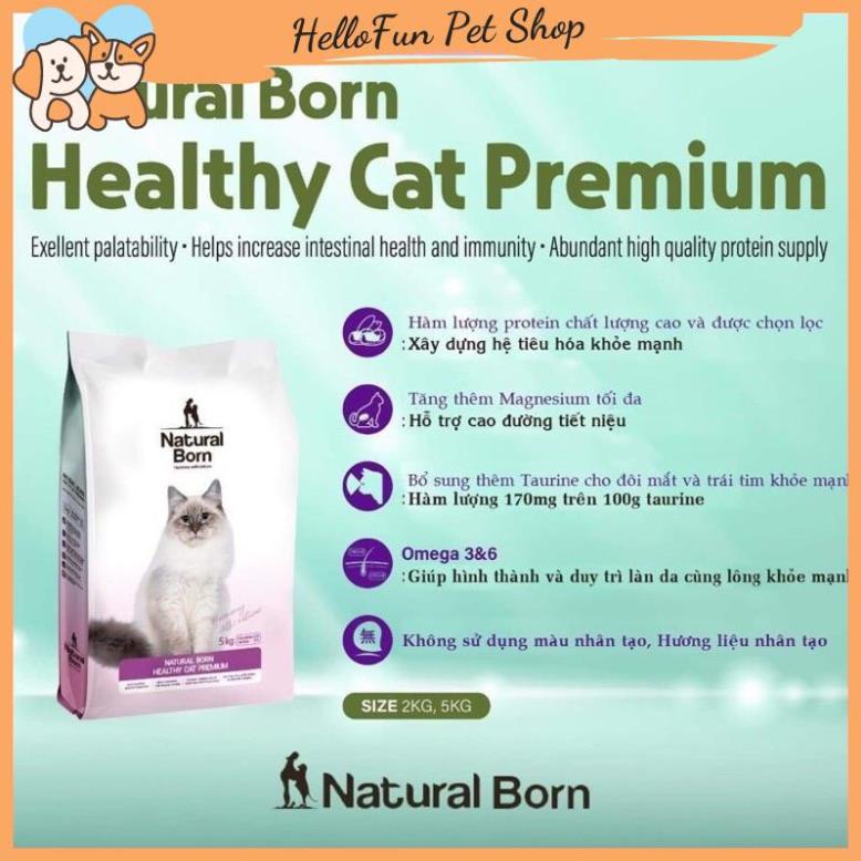 Thức ăn hạt Natural Born cho mèo mọi lứa tuổi