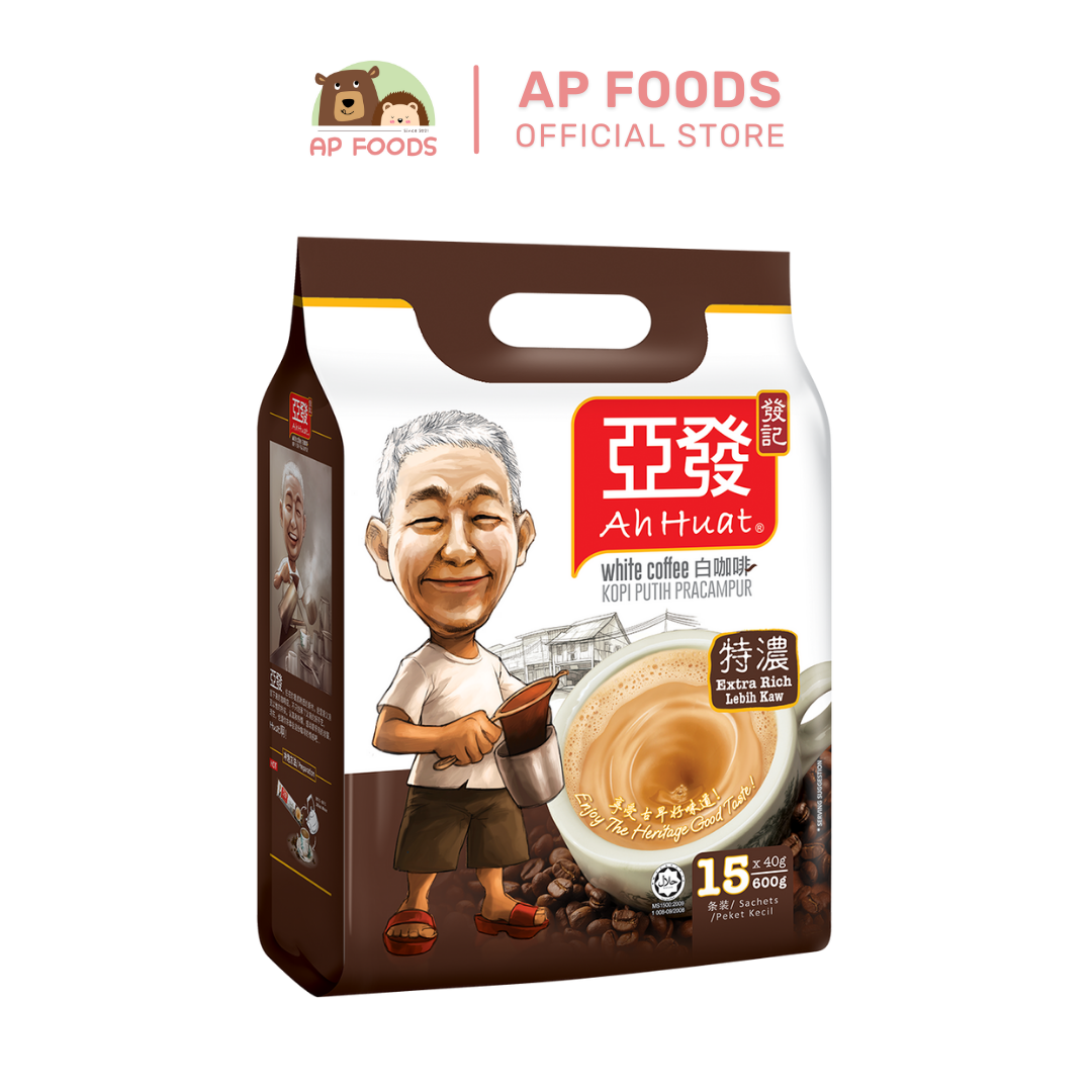 Cà phê trắng ông già hoà tan Malaysia - Đậm cà phê (Ah Huat White Coffee - Extra Rich)