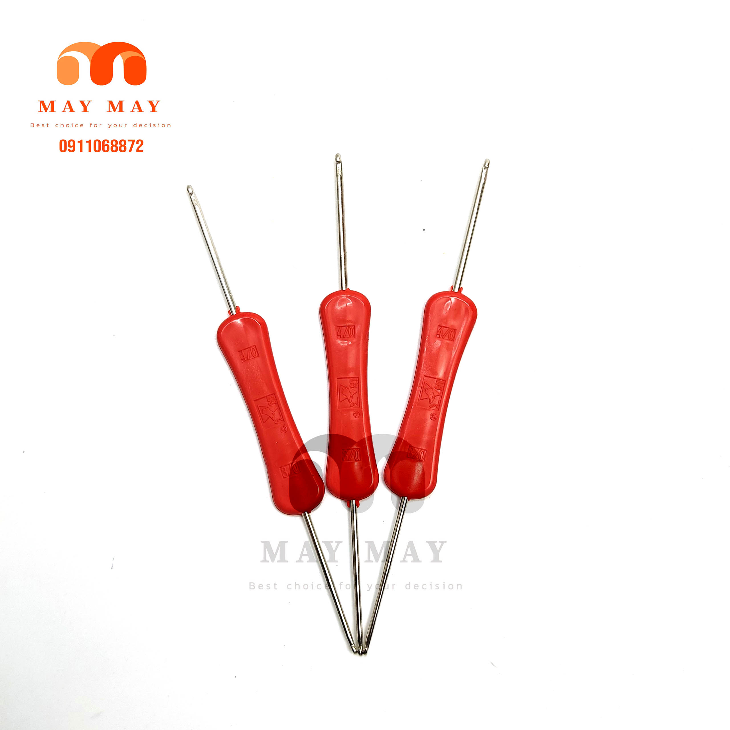 Kim móc len 2 đầu cán nhựa có 2 size