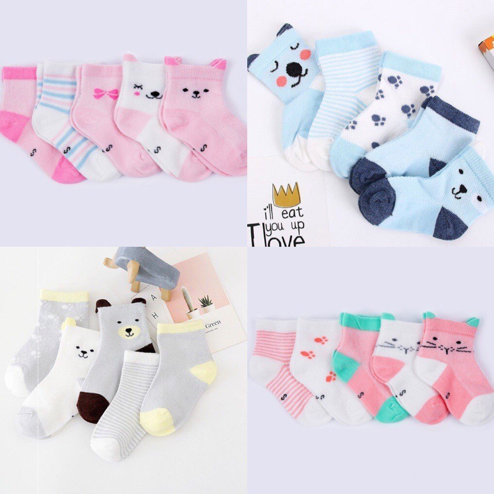 Set 5 đôi tất Kid Sock lưới thông hơi cho bé