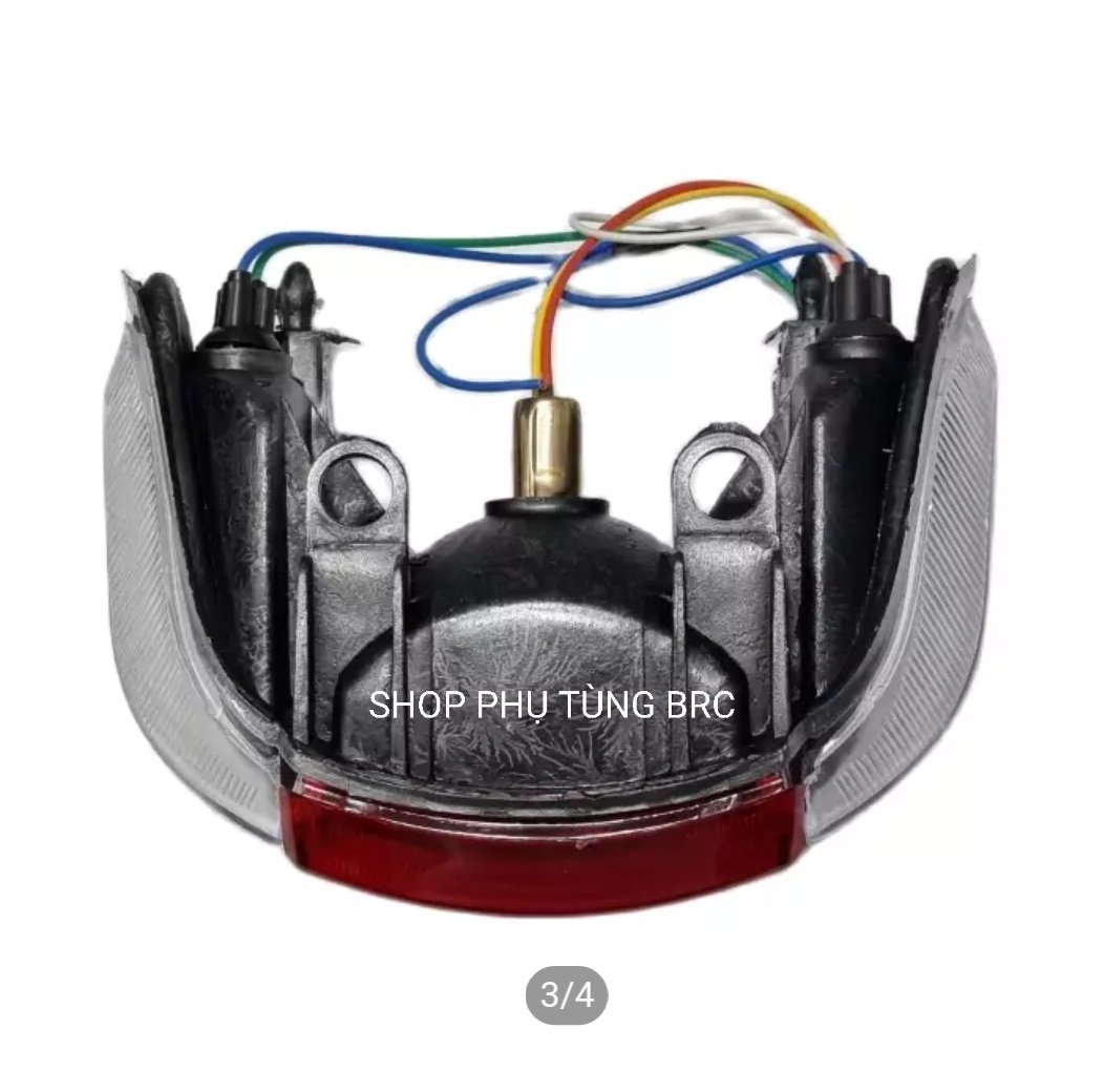 [ Bộ đèn hậu trắng ] Bộ đèn hậu xe Wave nhỏ, Wave A 2002 - 2005 ( 1 bộ gồm: chóa, kiếng, chui đèn, dây đèn như hình )
