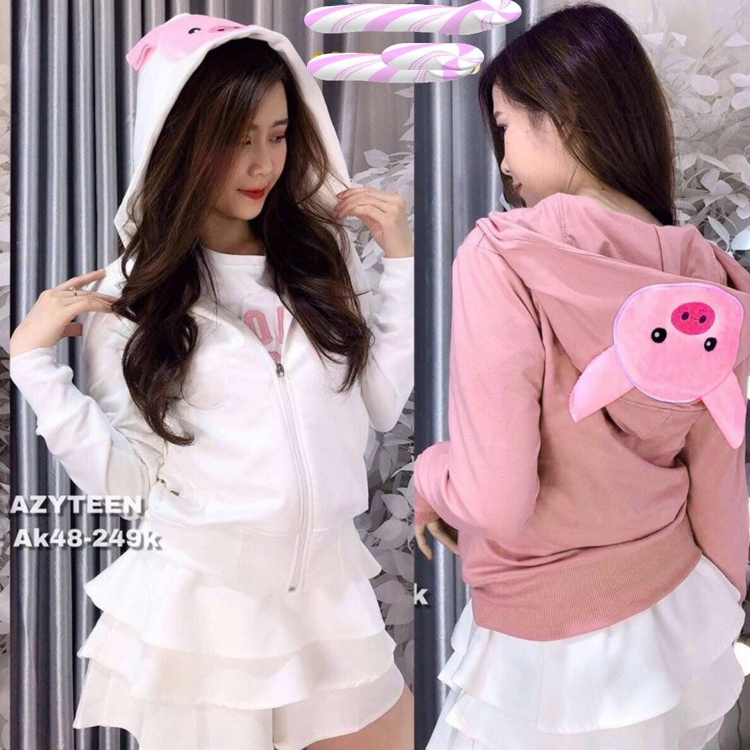 Áo khoác nữ phối heo xinh cao cấp (hình thật)