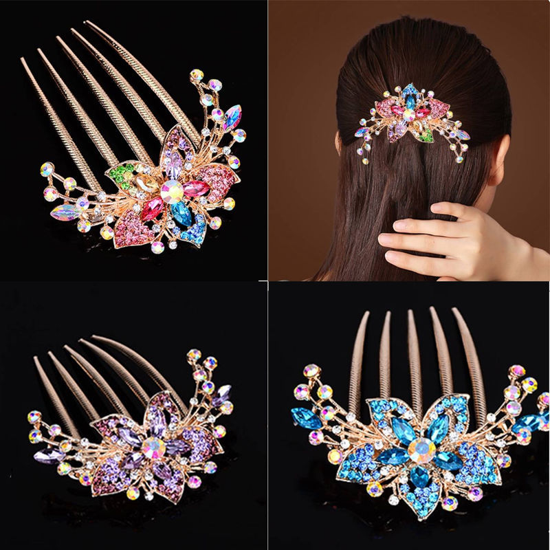 Kẹp Răng Lược Đính Đá Hoa Lấp Lánh