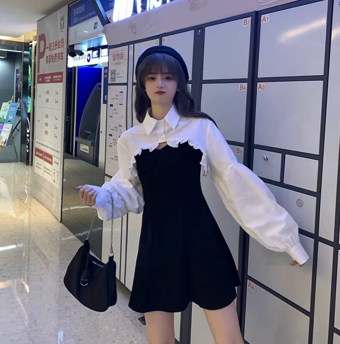 [HCM]Sét Áo SƠ mi kèm Đầm 2 dây