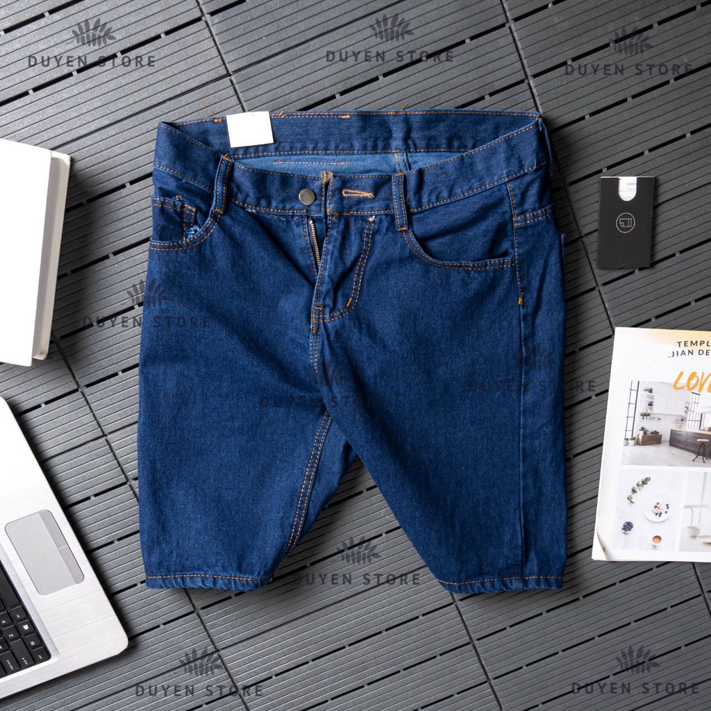 Quần Short Jean Nam Form Rộng Mẫu Trơn Vải Dày Cao Cấp