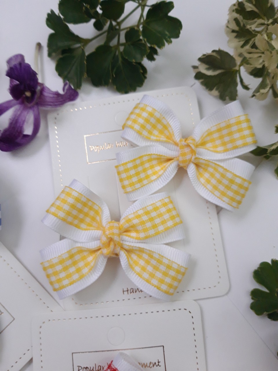 Set 2 cái kẹp tóc/ cột tóc rybang gân cho bé gái.