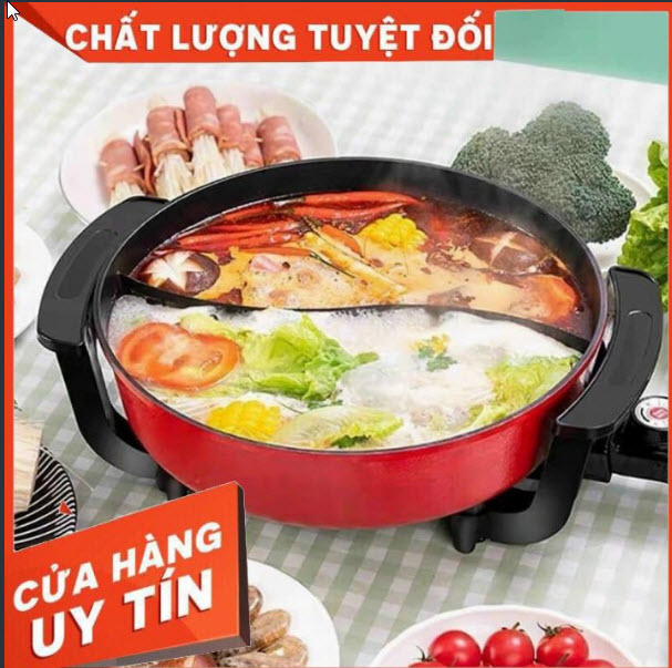 Nồi lẩu điện 2 ngăn chống dính size 32cm - nld2n
