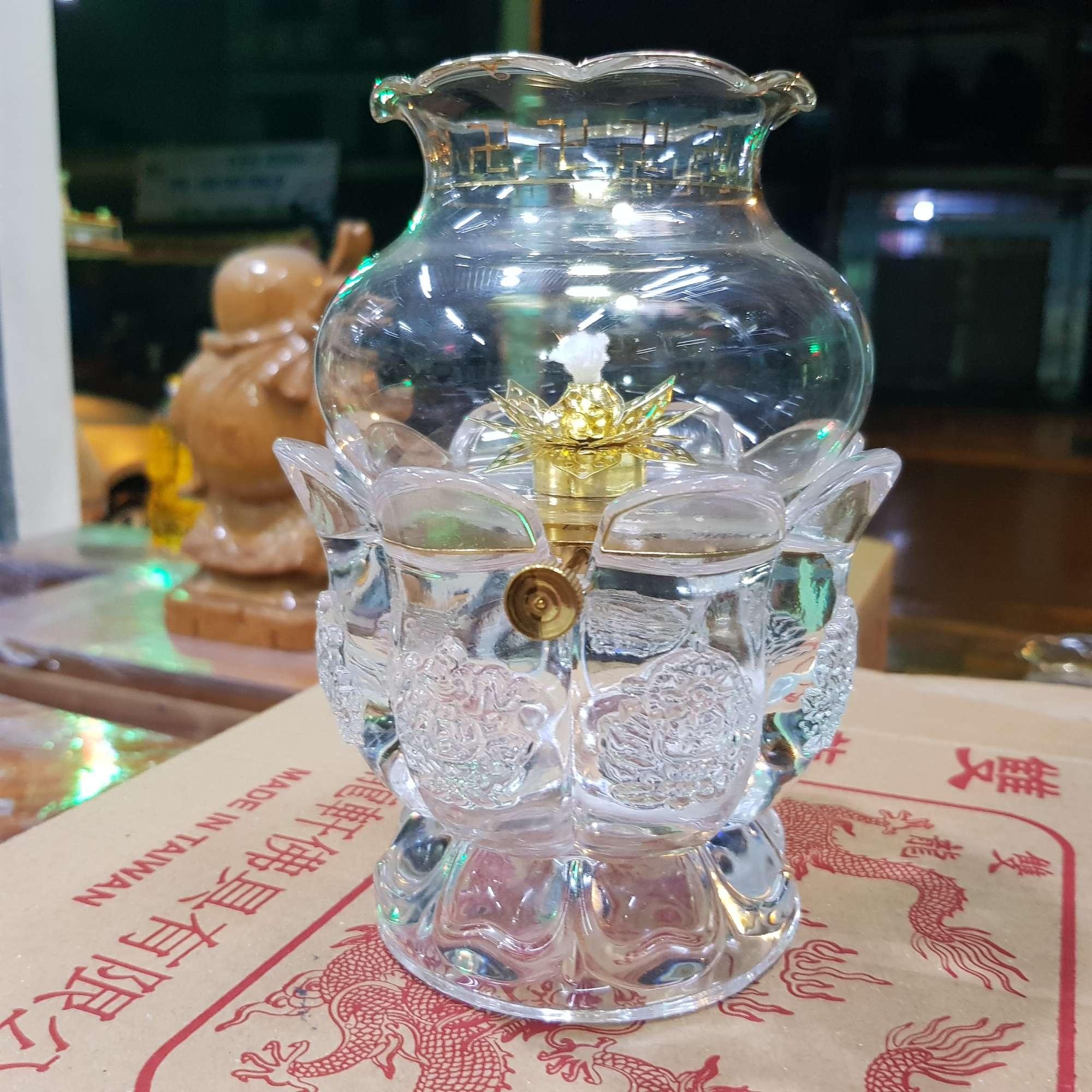 [HCM]đèn thờ đốt dầu lưu ly cát tường cao 17 cm