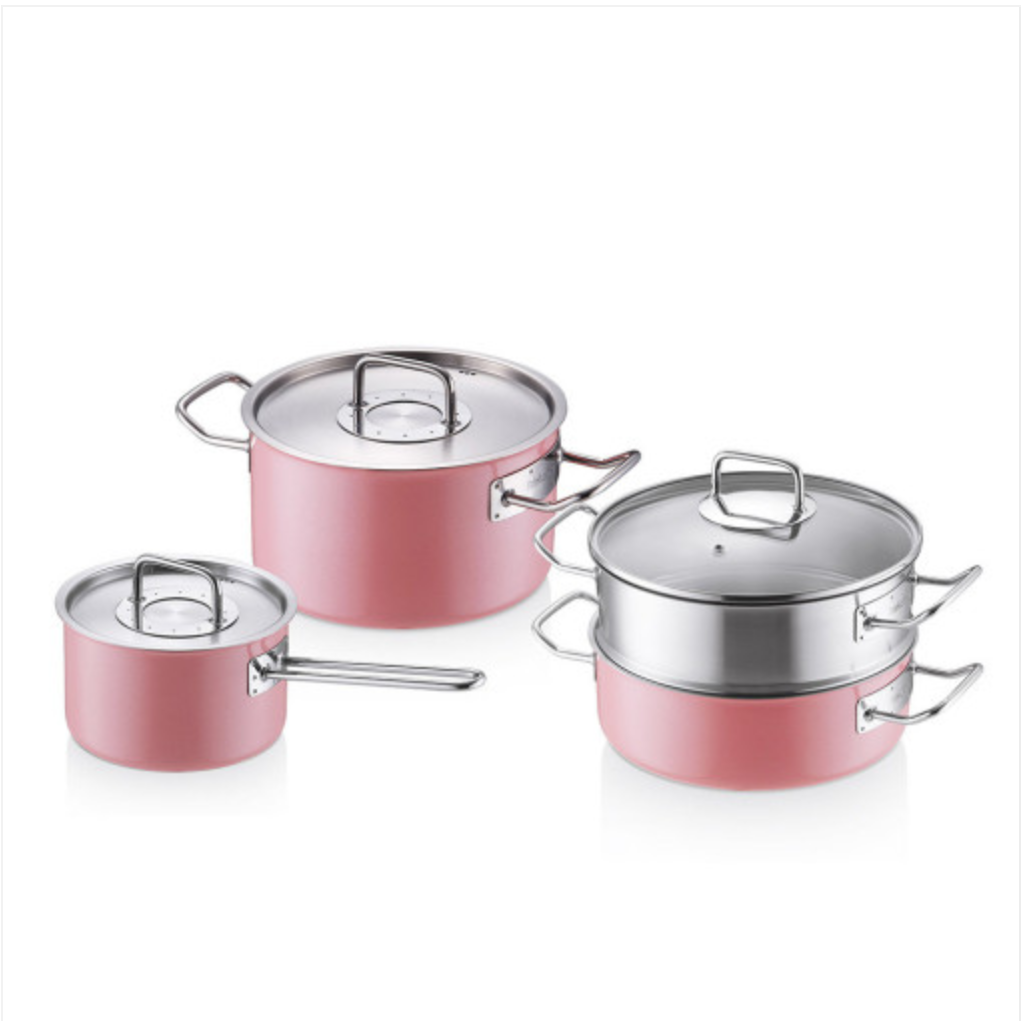 [HCM]Bộ Nồi & Quánh Edelkochen Solid Hồng size 16cm & 20cm