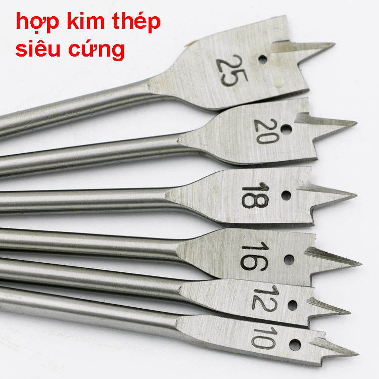 Bộ 6 mũi khoan khoét Gỗ đuôi cá phi từ 10-25mm