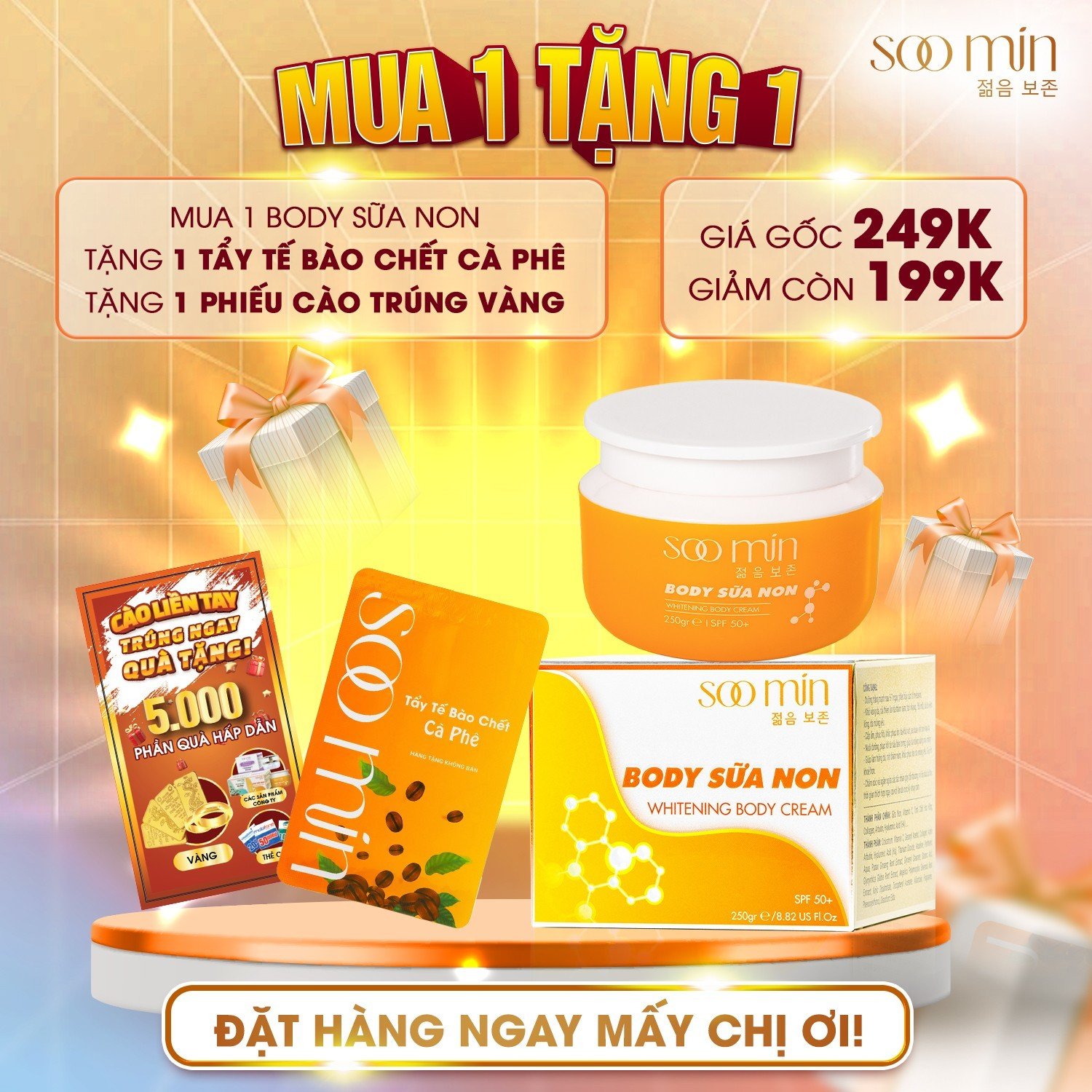 [Tặng Tẩy Tế Bào Chết] Kem Body Sữa Non Soo Min