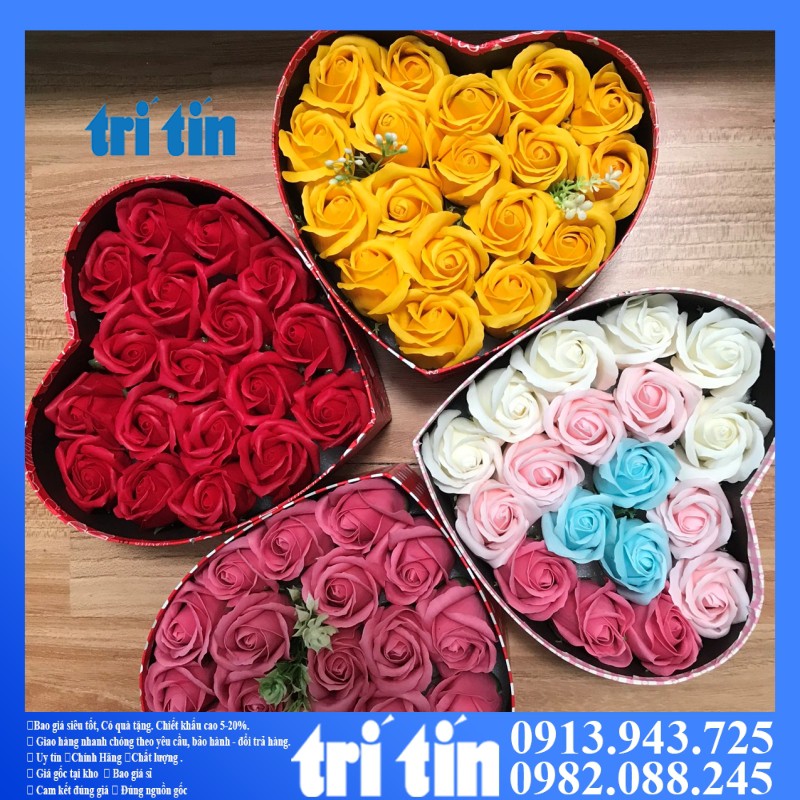 [HCM]✅  ✅Hộp trái tim 18 hoa hồng sáp .[hình thật +video]