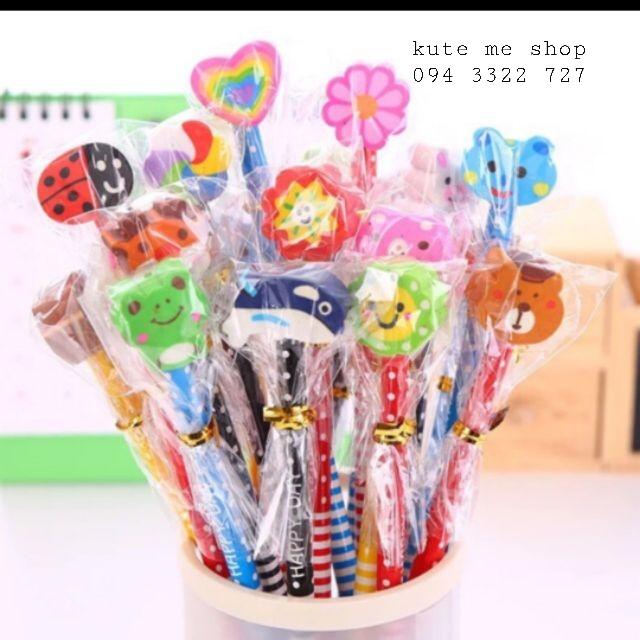 Bút chì đầu gôm hình thú - 1 set 5 cây