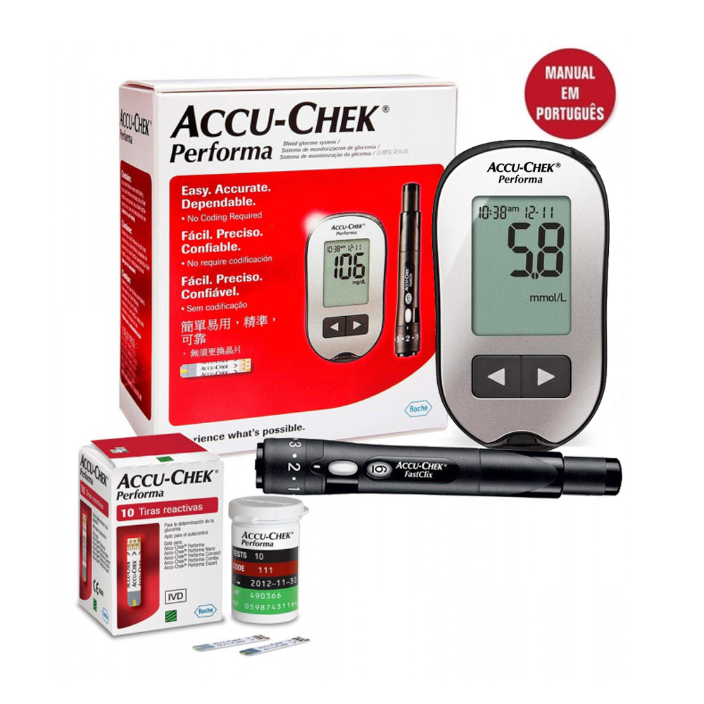 Bộ Máy Đo Đường Huyết Accu-Chek Performa - ( 10 Que thử + Bút chích máu + 10 kim chích máu )