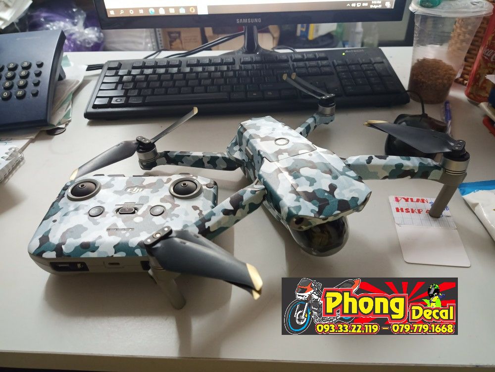 Skin Flycam Dji Mavic Mini 2 - Full Body Version Camo Xám