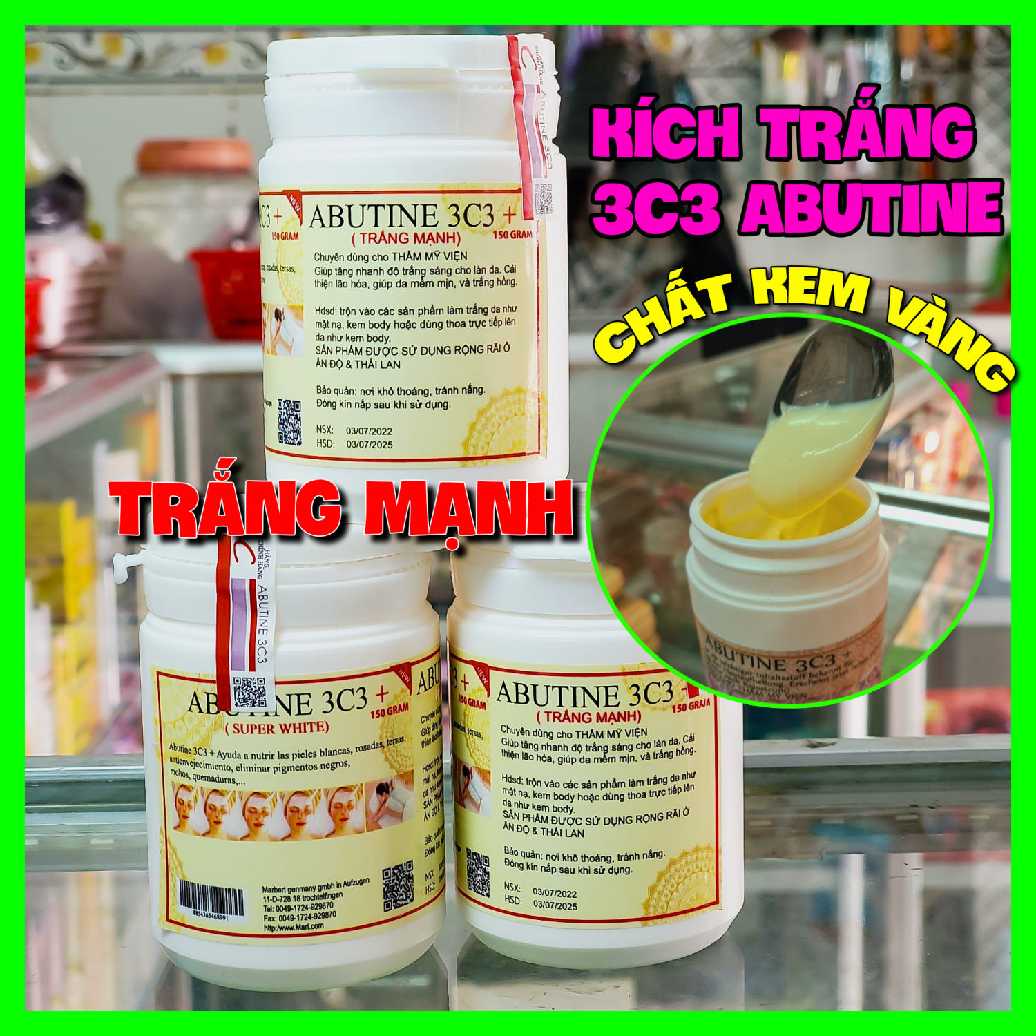 Kem kích trắng 3c3 abutine dùng trộn kem loại kem vàng - trắng mạnh
