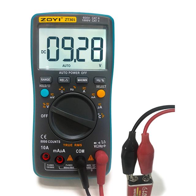 Đồng hồ vạn năng kĩ thuật số Zotek Zoyi ZT301 8000 số đếm, đo nhiệt độ, Đo AC/DC Digital Multimeter