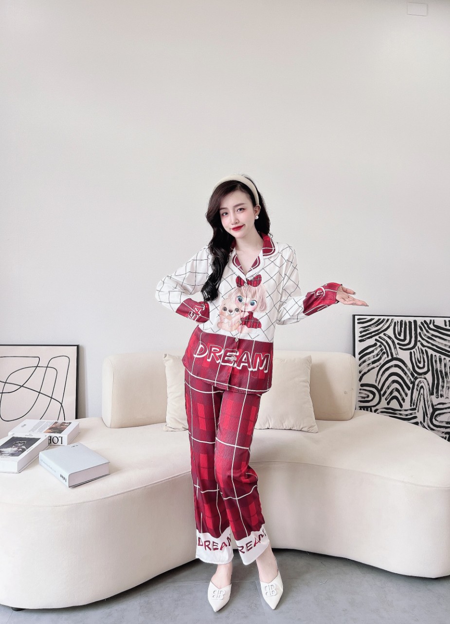 Bộ Pyjama lụa xước ánh kim cao cấp (free size: 45kg đến 65kg) HÀNG THIẾT KẾ MỚI.