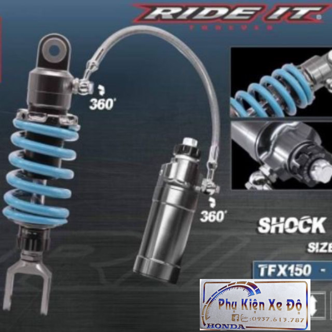 Phuộc Ride It R15v3/Fz155/MT15/TFX/Fz150i/R15v2/XSR
