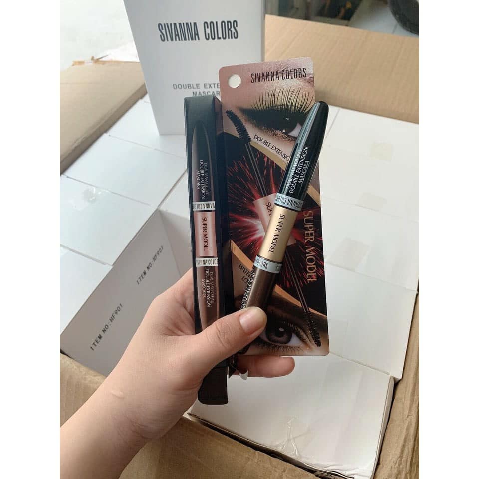 Mascara sivanna colors 2 đầu đen nâu super model double extension mascara thái lan