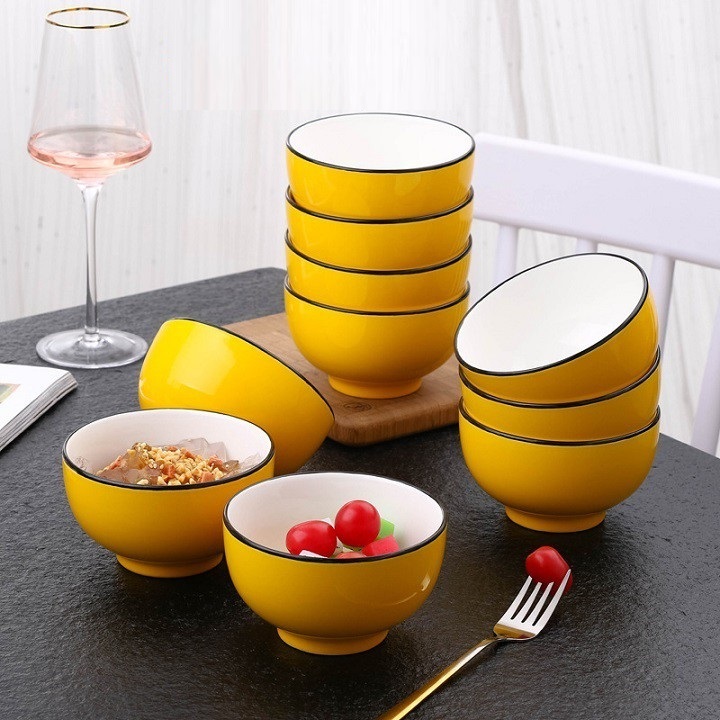 Set 02 chén sứ màu vàng 11,5cm - chén sứ
